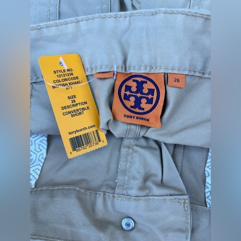 Tory Burch Convertible Khaki Safari Shorts NWT Size 26 - Picture 6 of 8